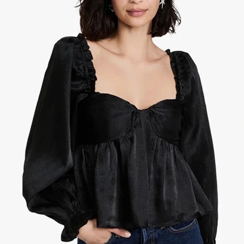 Astr Black Ruffled Blouse